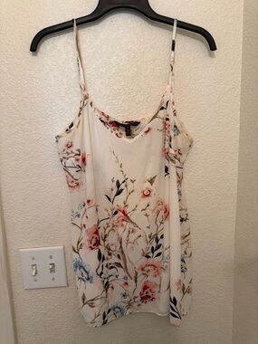 White House Black Market Floral Cream Spaghetti Strap Cami